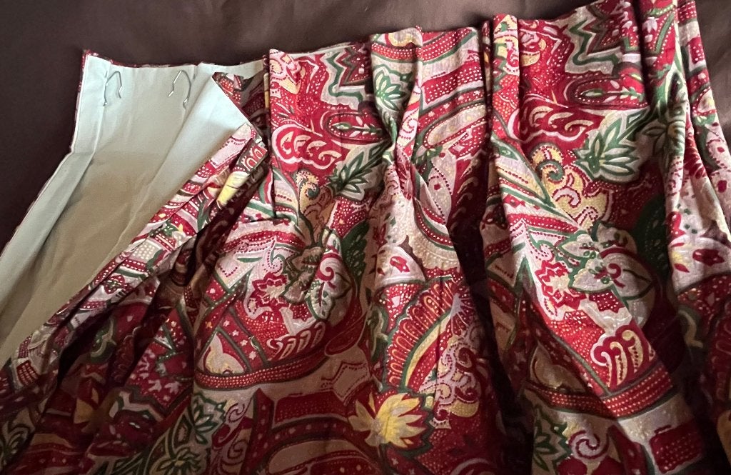 Une barre et une paire de tentures doublées cousu main, 265 cm, Enlèvement, Coton, 115 cm