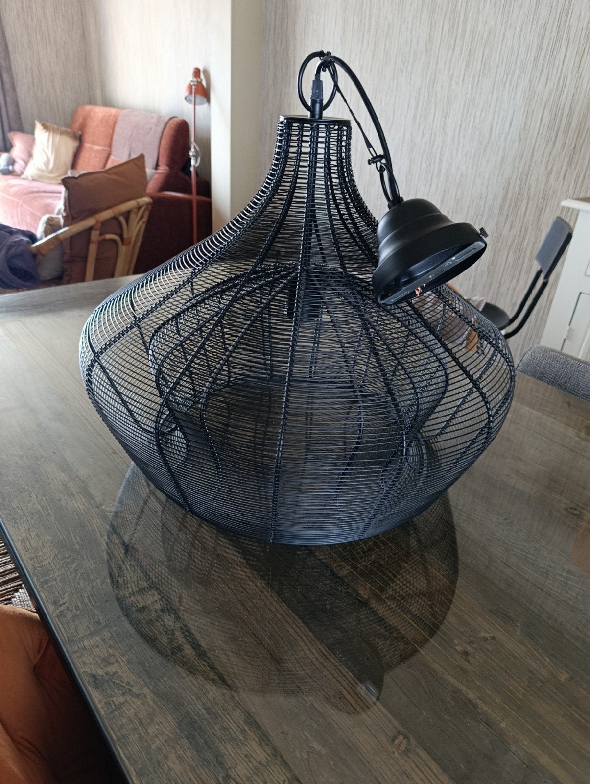 Lustre métal noir Maison du monde, Ophalen, Zo goed als nieuw, Rond, Metaal