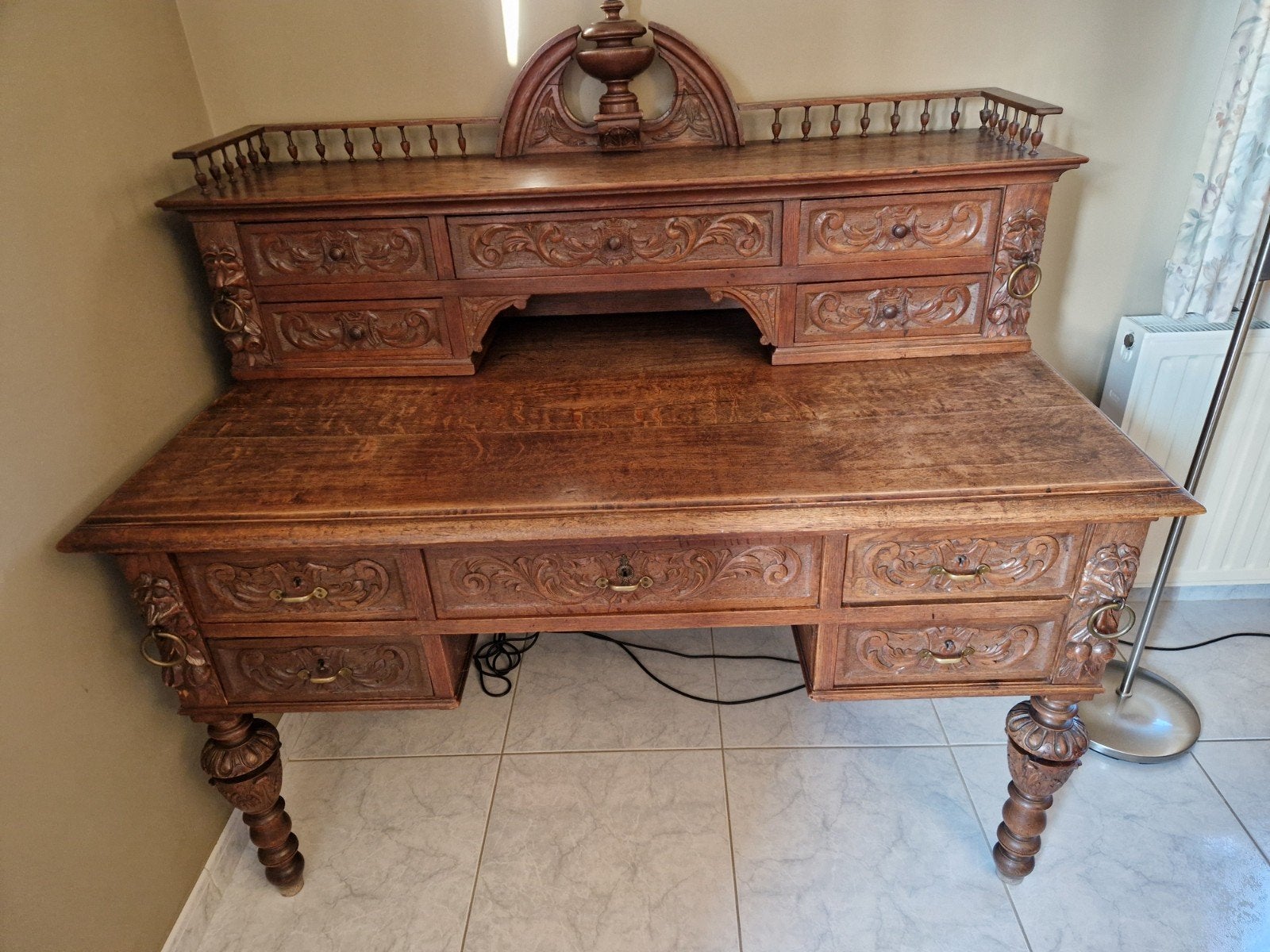 Prachtig Antiek Eiken bureau / Bonheur du Jour (Neo-Ren, Ophalen