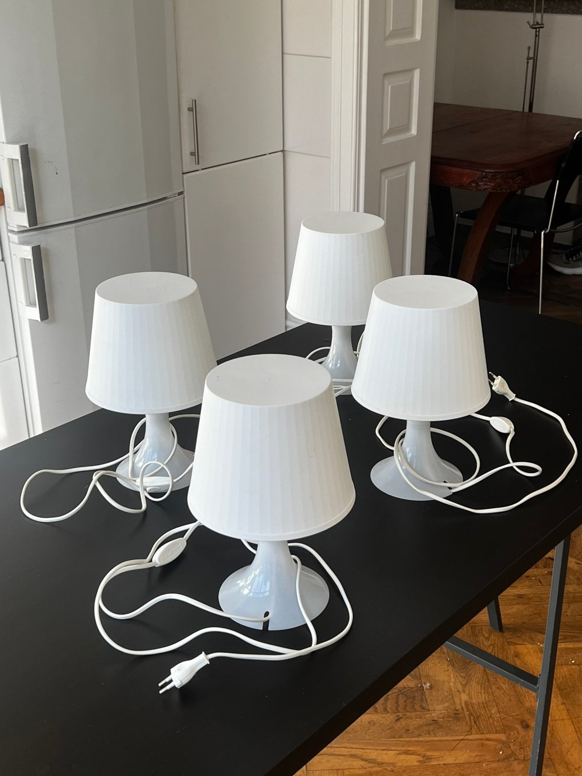 4 tafellampen, Huis en Inrichting, Lampen | Lampenkappen, Ophalen, 29 cm, Wit, Rond