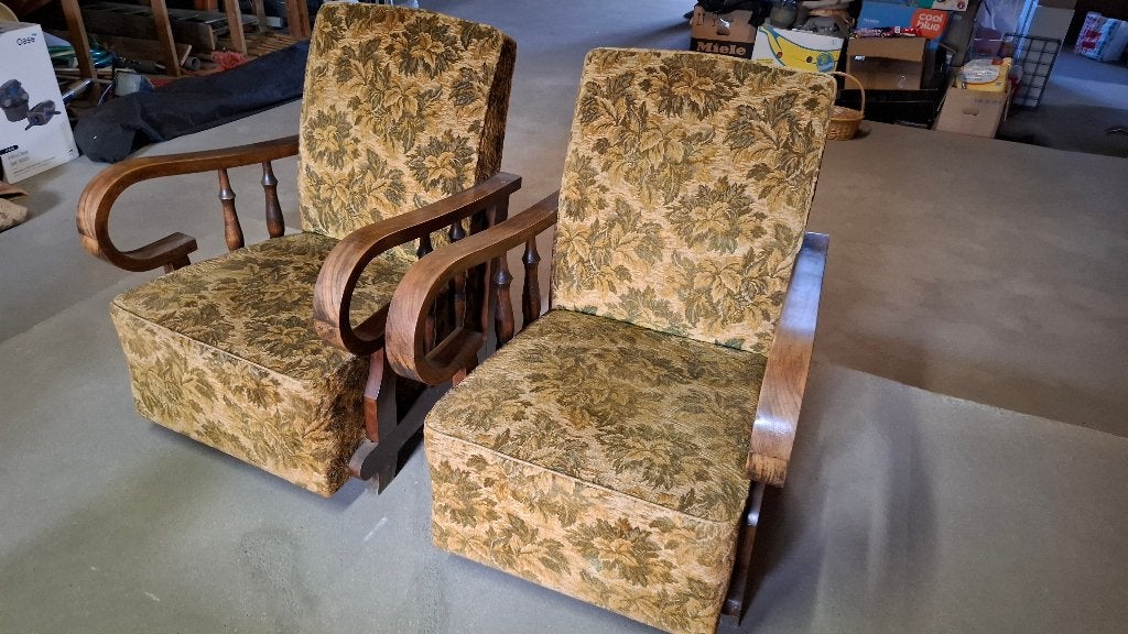 2 Vintage/retro stijl zetels, 75 à 100 cm, Vintage/retro stijl zetels met duidelijke kenmerken van Art Deco, Moins de 150 cm, Bois