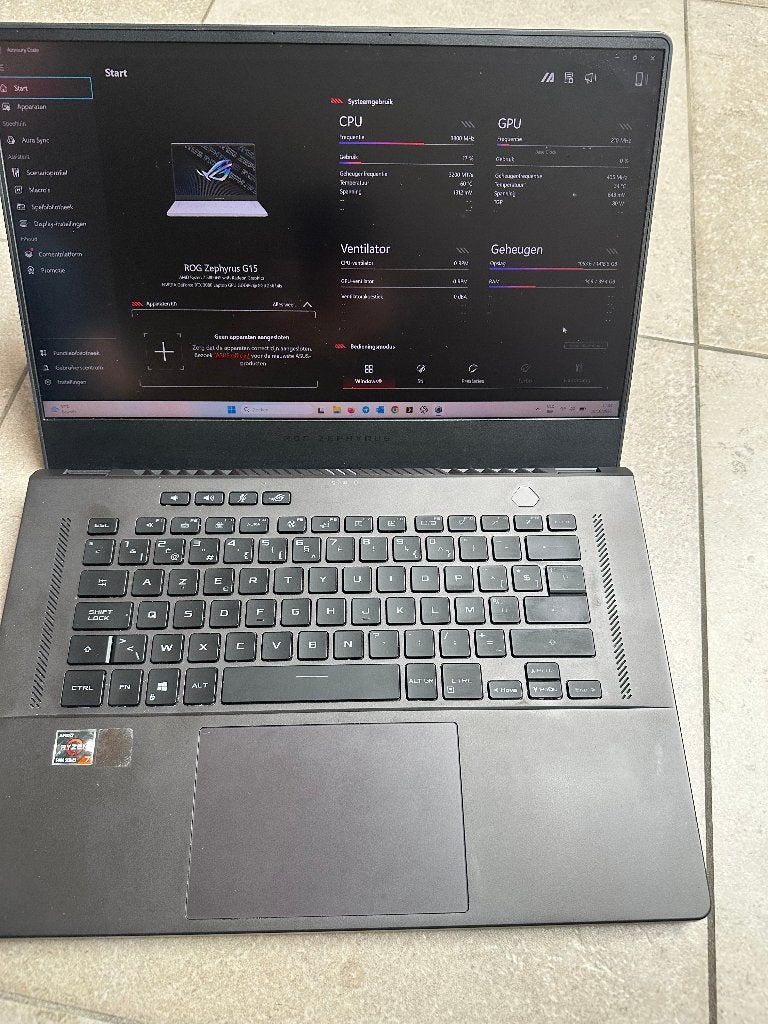 Asus ROG Zephyrus Geforce 3080 laptop Ryzen 7 5800HS 40GB, 32 GB, Utilisé, SSD, Azerty