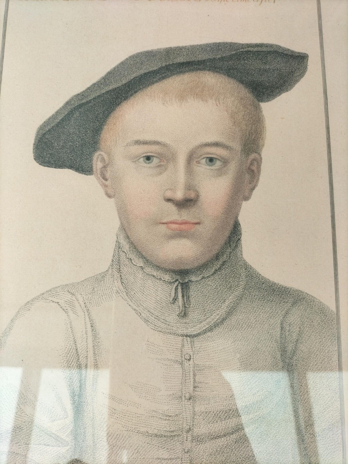 Antieke gravure, Hans Holbein, Antiek en Kunst, Kunst | Etsen en Gravures, Ophalen, Gravure, Ingelijst