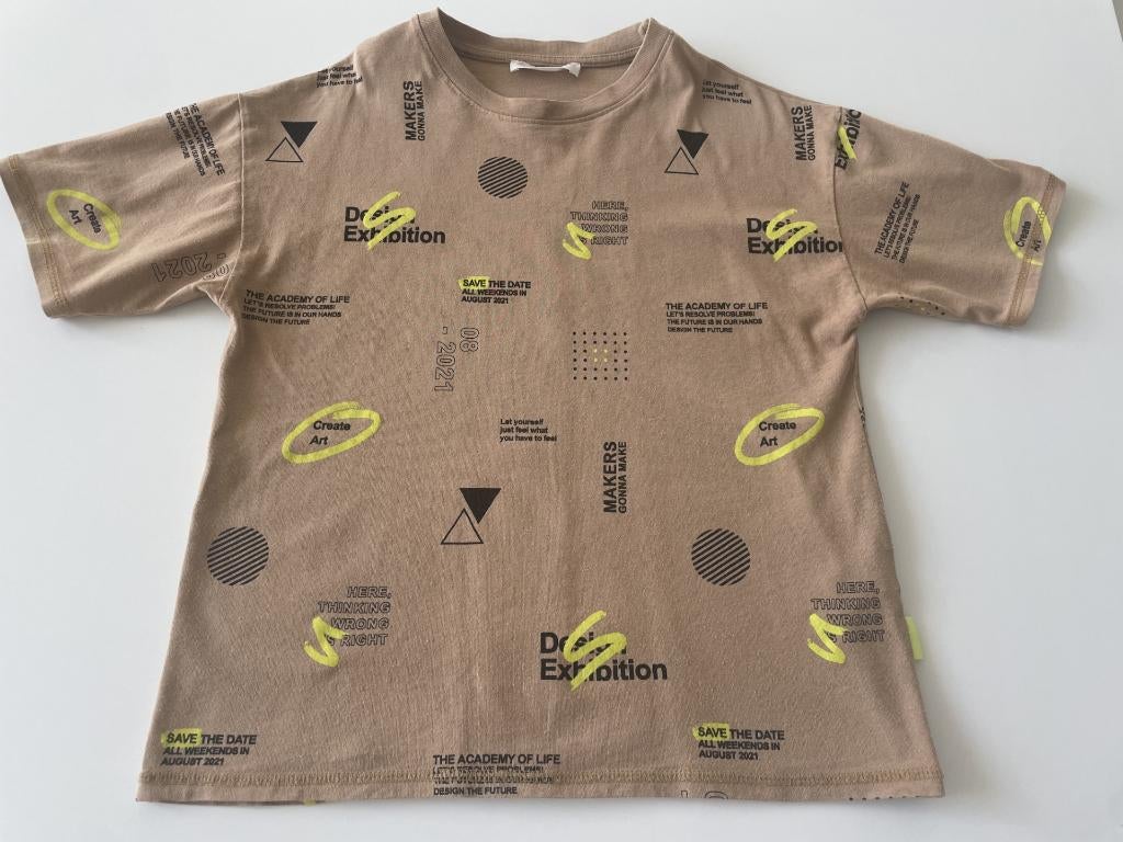 Beige/bruine t-shirt maat 134 van Zara, Ophalen of Verzenden, Zo goed als nieuw, Zara, Shirt of Longsleeve