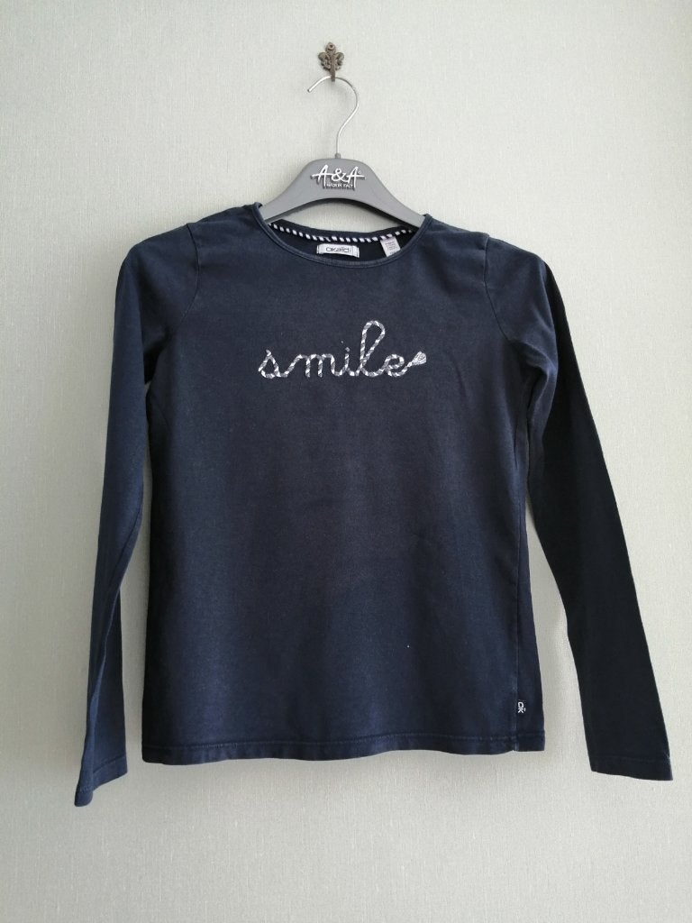 donkerblauwe t-shirt Okaidi maat 10 jaar, Kinderen en Baby's, Kinderkleding | Maat 140, Gebruikt, Okaïdi, Meisje, Ophalen of Verzenden
