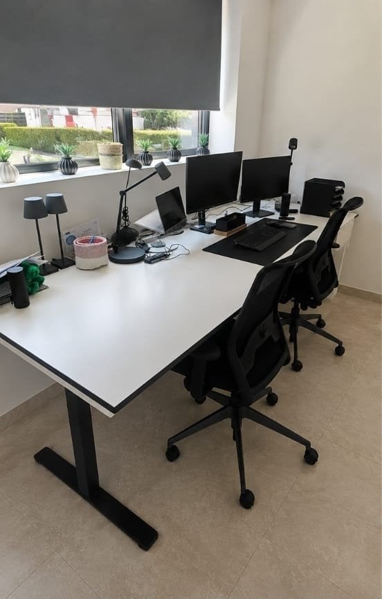 Bureautafel en 2 kastjes, Ophalen, Gebruikt, Wit, Bureau-kast combinatie