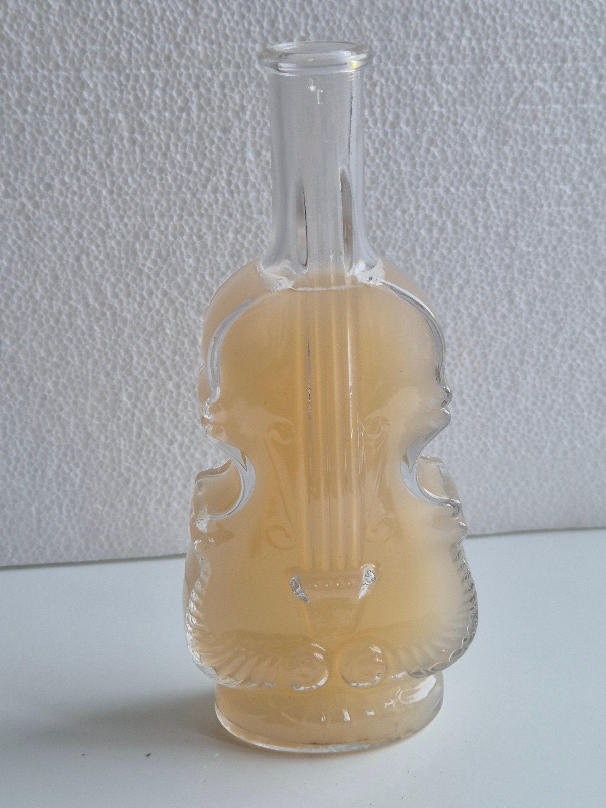 Vintage glazen vioolfles / vioolvormige karaf – decoratief, Ophalen of Verzenden, Zo goed als nieuw