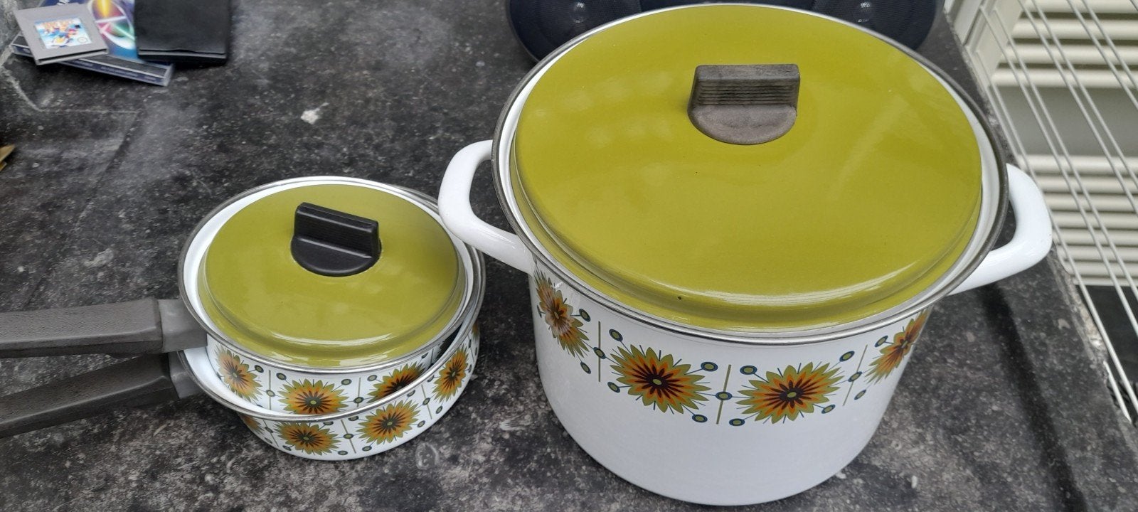 Vintage kookpottenset van austria email, Huis en Inrichting, Ophalen of Verzenden