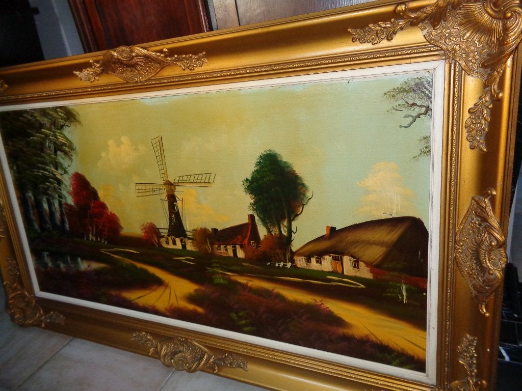 *Grand tableau magnifique signé avec un très beau cadre, Antiquités & Art, Enlèvement, Cadre spécial, Toile