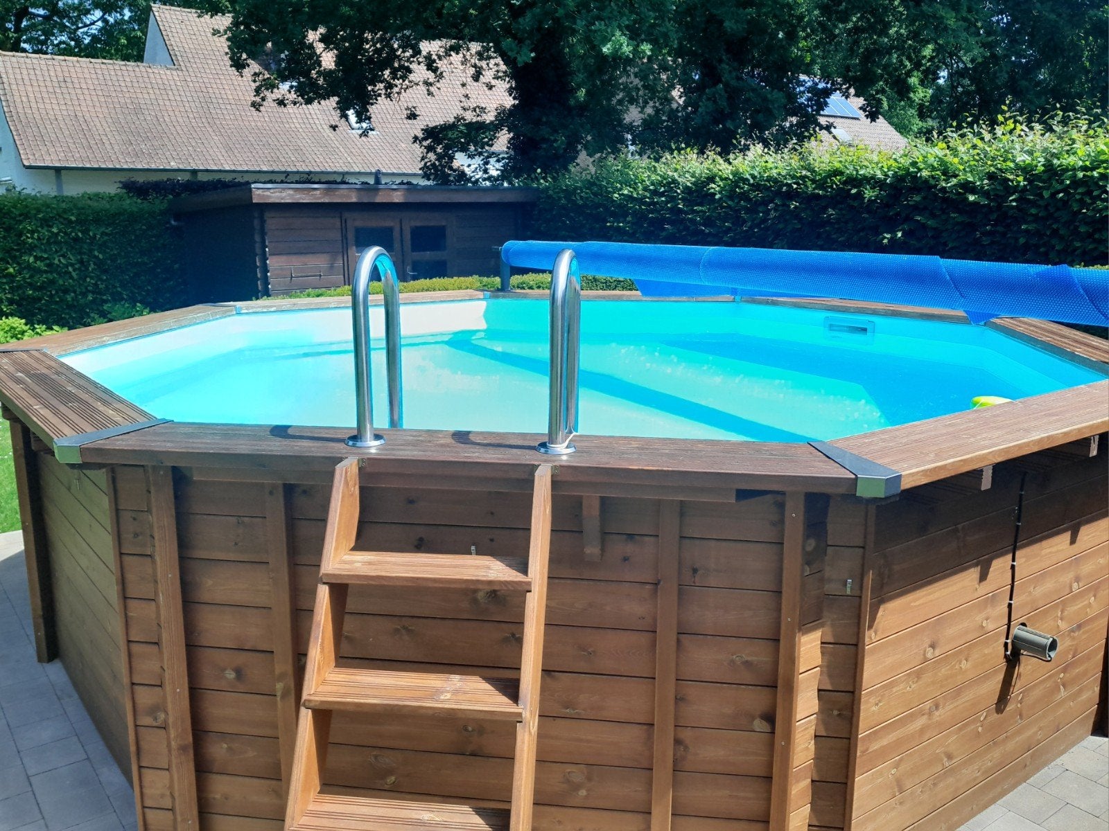 piscine à superstructure en bois, Jardin & Terrasse, Piscines, Comme neuf, Enlèvement