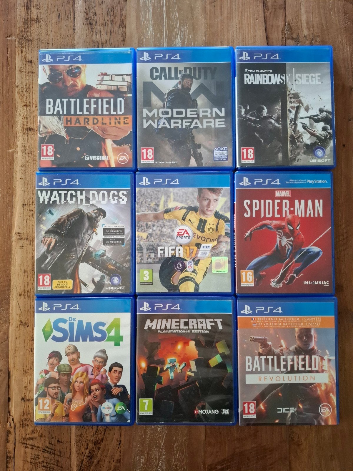 Lot van 9 PS4 Games - o.a. Spider-Man, Call, Minecraft, Enlèvement ou Envoi