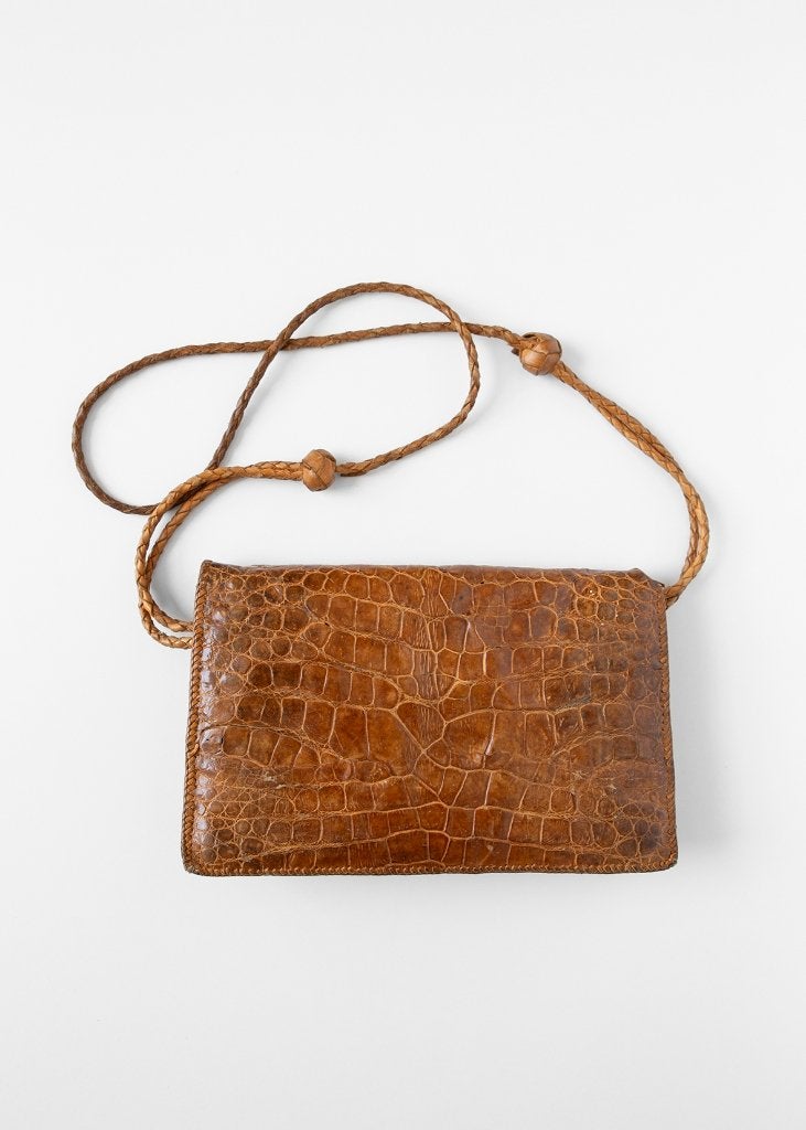 Vintage lederen handtas uit de jaren '70, Handtassen en Accessoires, Tassen | Schoudertassen, Gebruikt, Overige merken, Bruin