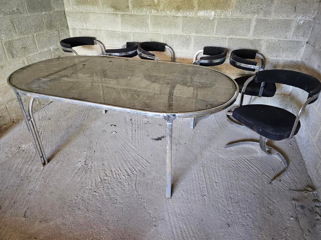Table et chaises vintage 1976, Maison & Meubles, Enlèvement, Verre