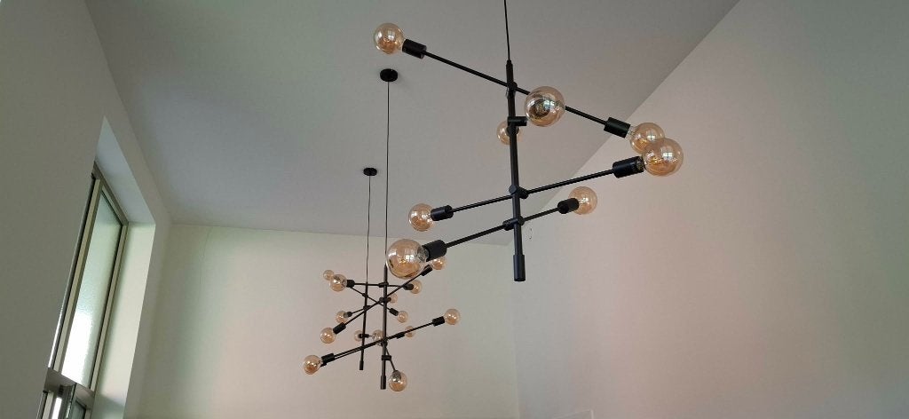 Lampe suspendue industrielle noire à 6 lumières - Sydney 3 p, Enlèvement, Comme neuf, Verre, E27 (grand)