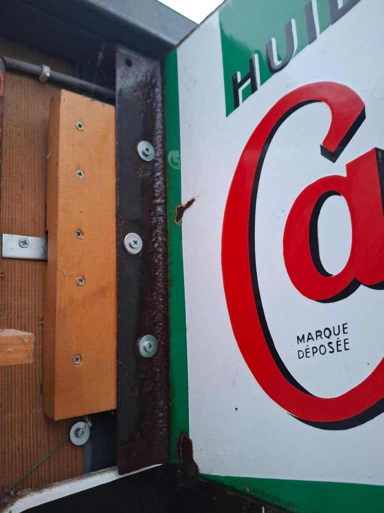 Origineel dubbelzijdig emaille reclamebord CASTROL, Verzamelen, Ophalen of Verzenden, Gebruikt, Reclamebord