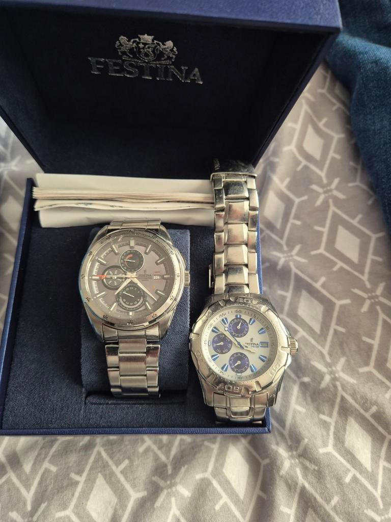 2 montres festina, Gebruikt, Polshorloge, Zilver, Ophalen