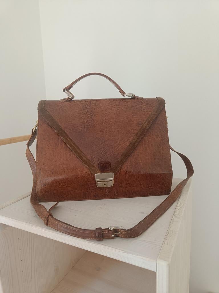 Vintage Leren Handtas, Enlèvement ou Envoi, Sac à main