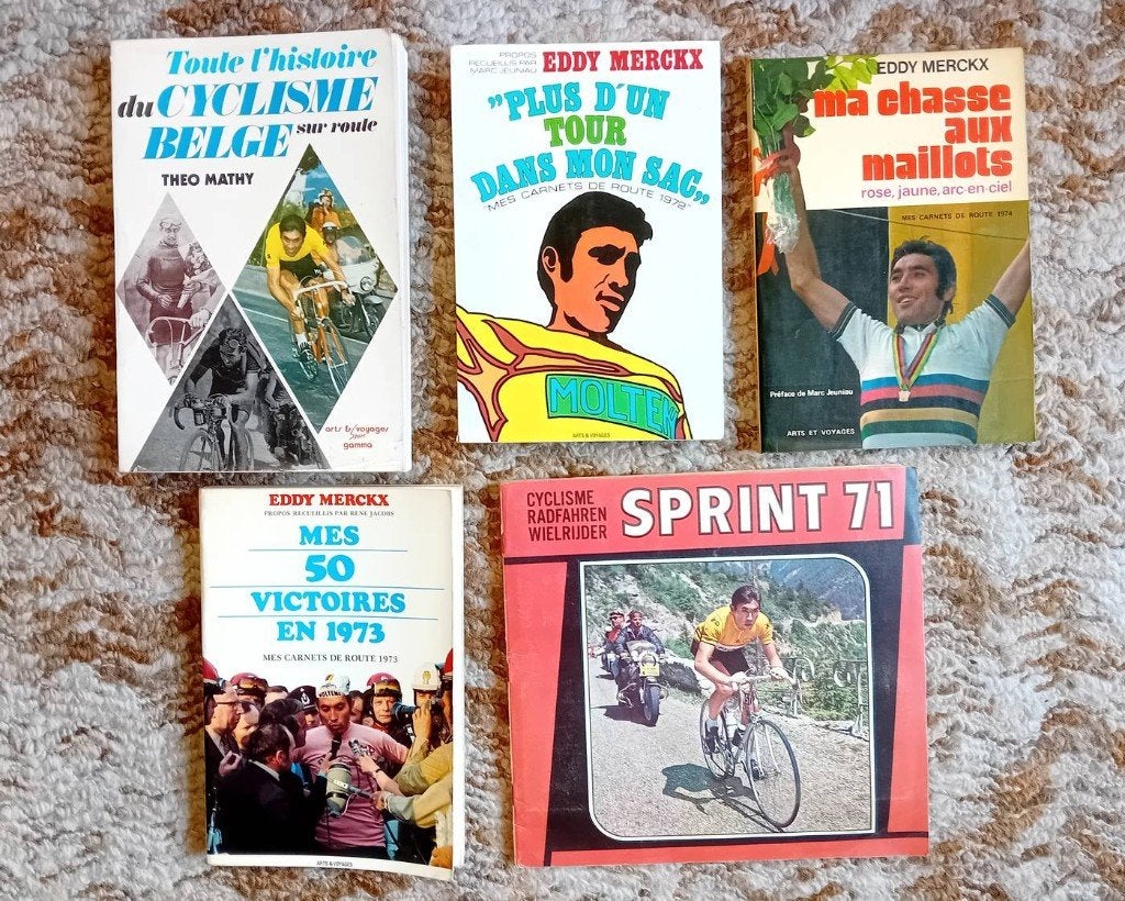 Lot livres cyclisme belge Eddy Merckx + Panini Sprint 71, Enlèvement, Utilisé