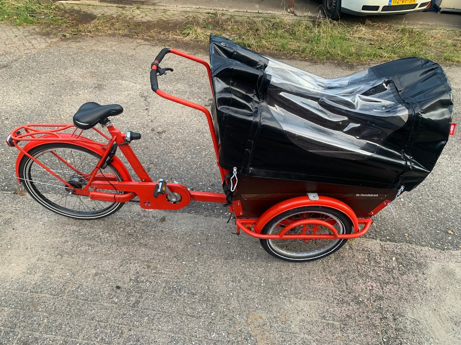 Bakfiets, Ophalen, Terugtraprem, Huif, 3 kinderen