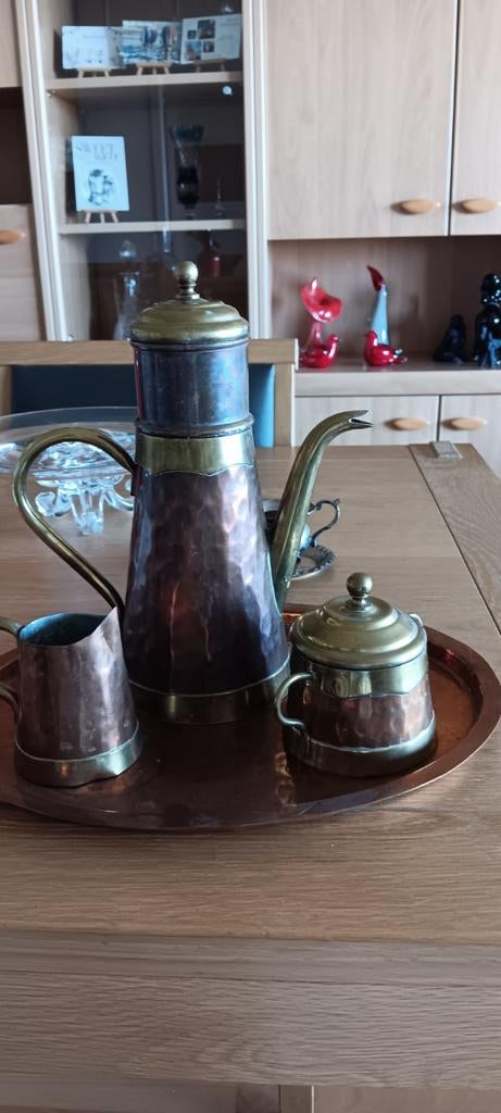 Koperen  koffieset, Antiek en Kunst, Antiek | Tin, Ophalen