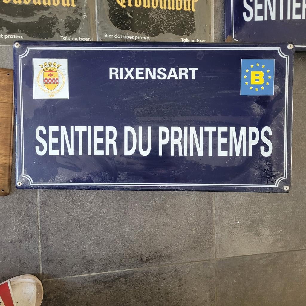 Plaque émaillée sentier du printemps, Enlèvement ou Envoi