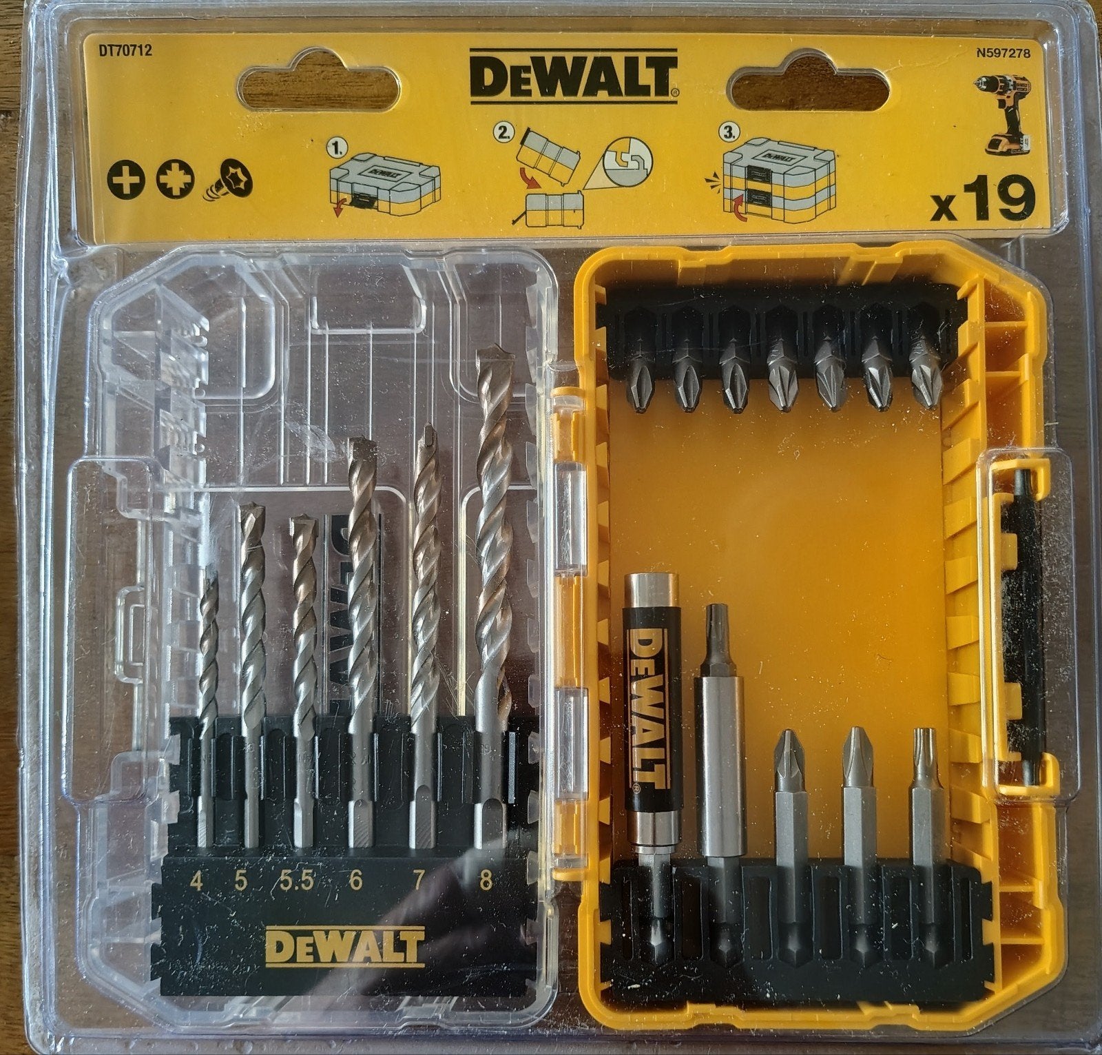 DeWalt Boor- en Schroefbitset DT70712 - 19-delig, Ophalen of Verzenden, Nieuw
