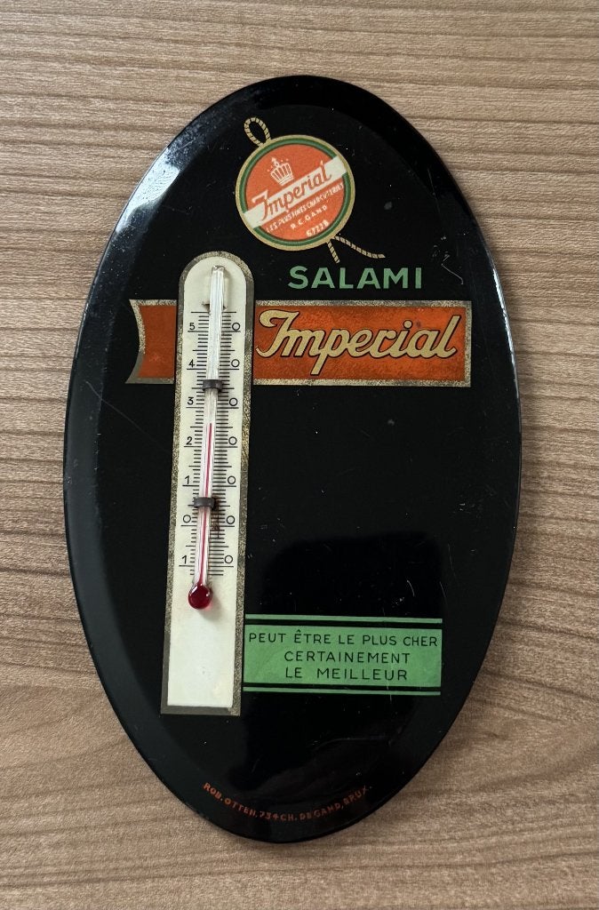 reclame Salami Imperial - thermometer Vintage, Verzamelen, Ophalen, Gebruikt, Reclamebord
