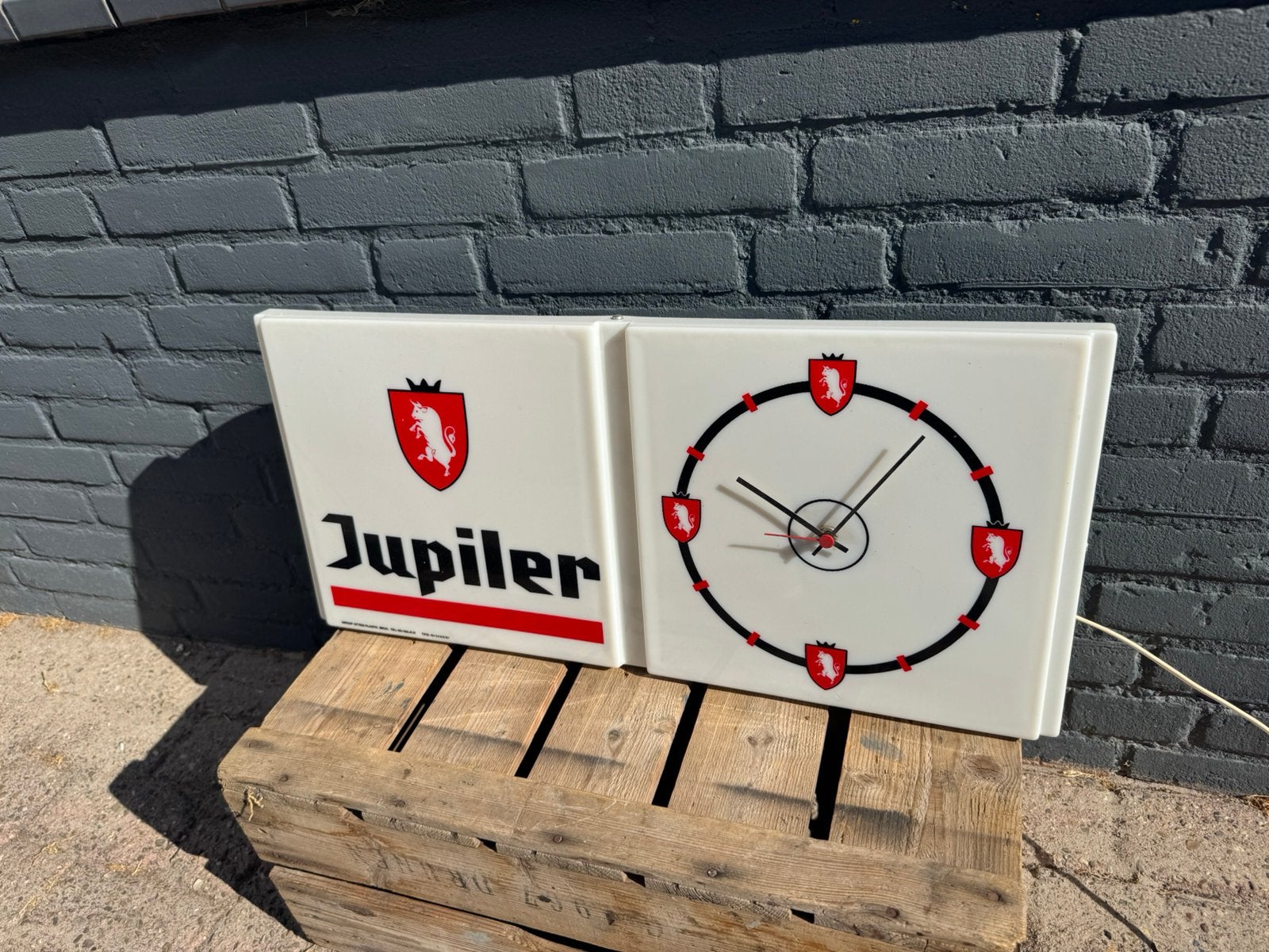Ancienne boîte à lumière publicitaire Jupiler Beer - Horloge, Collections, Enlèvement, Utilisé, Table lumineuse ou lampe (néon)