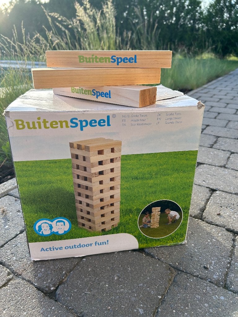 Buitenspel grote houten toren, Kinderen en Baby's, Speelgoed | Houten speelgoed, Ophalen, Zo goed als nieuw, Rij- of Hobbelspeelgoed
