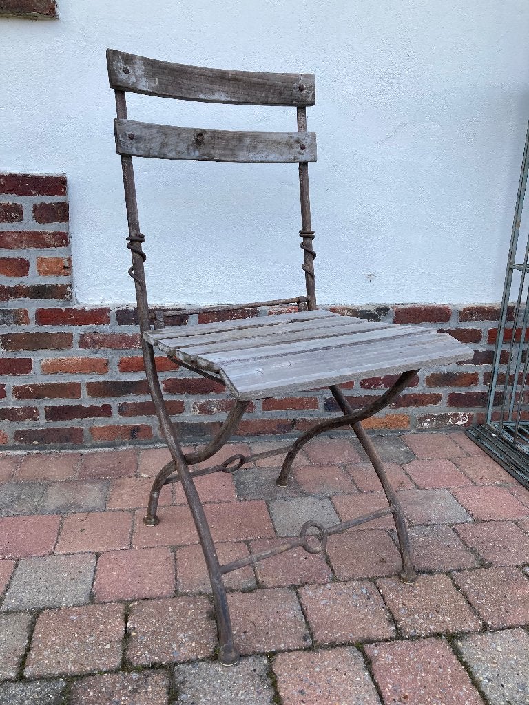 antieke tuinstoel, Tuin en Terras, Ophalen, Zo goed als nieuw, Metaal, Inklapbaar