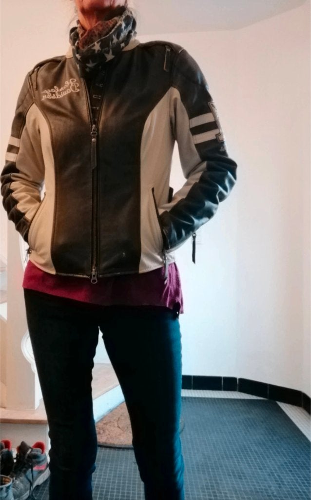 Veste cuir Dundee Harley Davidson beige noir, Motos, Harley-Davidson, Femmes, Manteau | cuir, Enlèvement