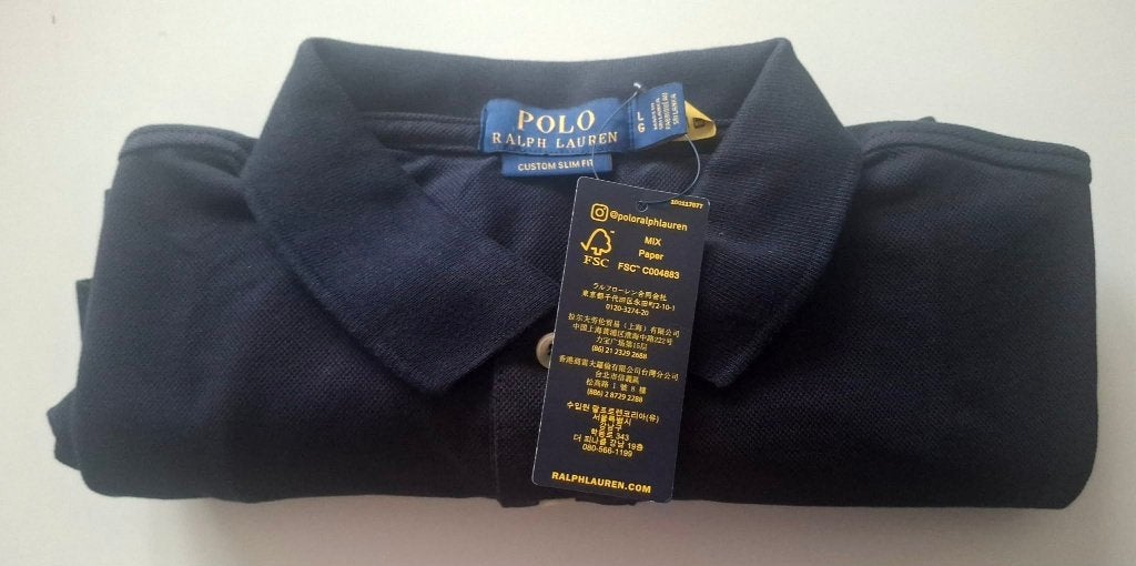 Polo Ralph Lauren noir – Custom Slim Fit – Neuf, Neuf, Ralph Lauren, Taille 52/54 (L), Bleu