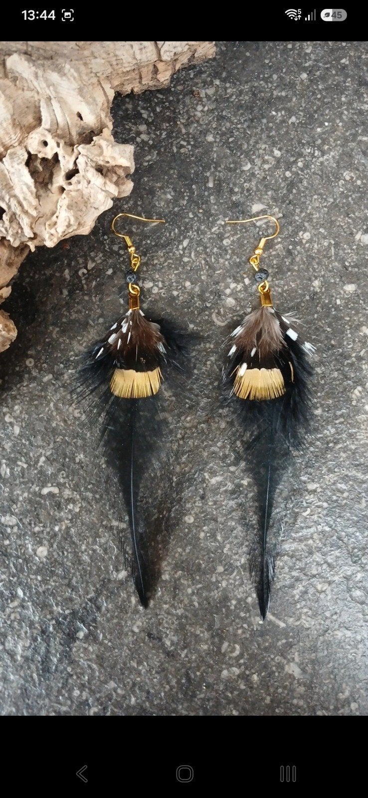 Oorbellen met natuurlijke veren, Handtassen en Accessoires, Oorbellen, Hangers, Nieuw, Ophalen of Verzenden, Met edelsteen