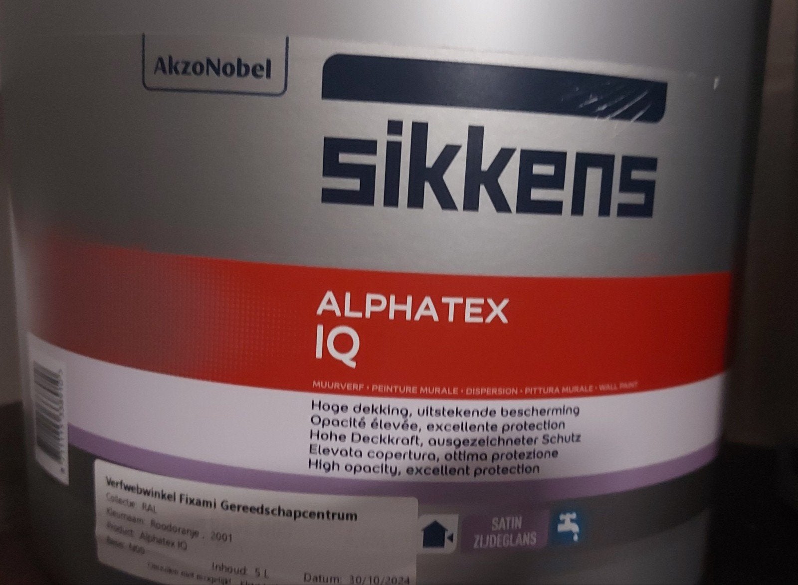 Sikkens Alphatex IQ RAL2001, 5 tot 10 liter, Ophalen, Nieuw, Verf