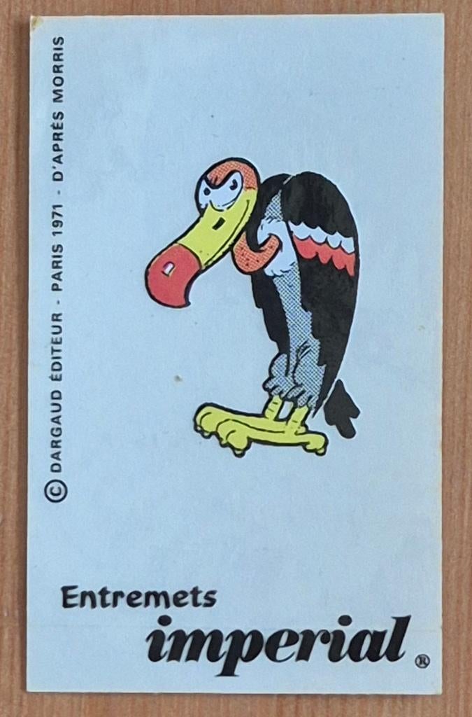 Lucky Luke sticker Entremets Imperial 1971 Morris, Enlèvement ou Envoi, Autres personnages, Comme neuf, Image, Affiche ou Autocollant