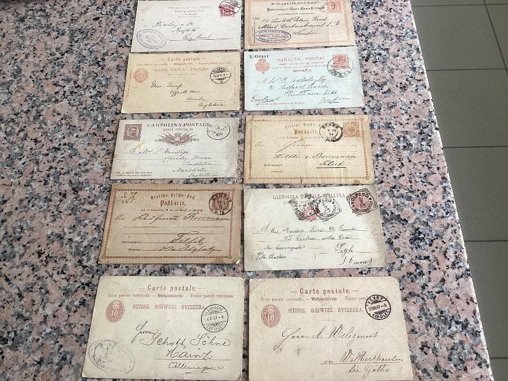 Lot van 10 oude verstuurde postkaarten verschillende landen, Verzamelen, Ophalen of Verzenden, 1920 tot 1940, Gelopen
