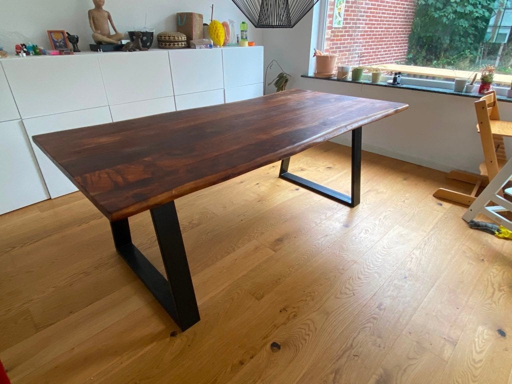Table à manger en bois massif d’acacia 200  100, Maison & Meubles, Tables | Tables à manger, Comme neuf, 100 à 150 cm, Enlèvement