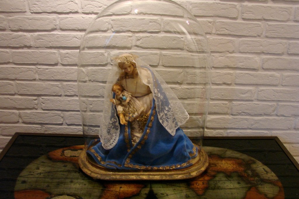 antiek: madonna handmade onder stolp, Antiek en Kunst, Ophalen
