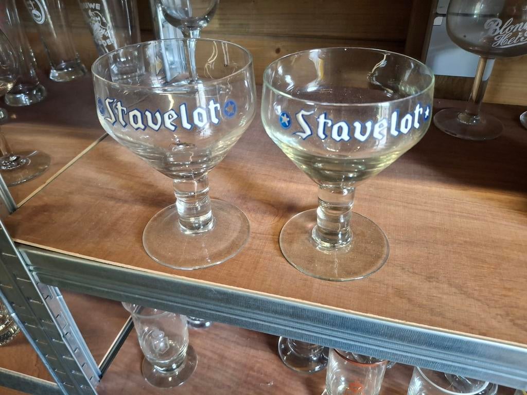 Oude emaille bierglazen stavelot moortgat, Verzamelen, Ophalen of Verzenden