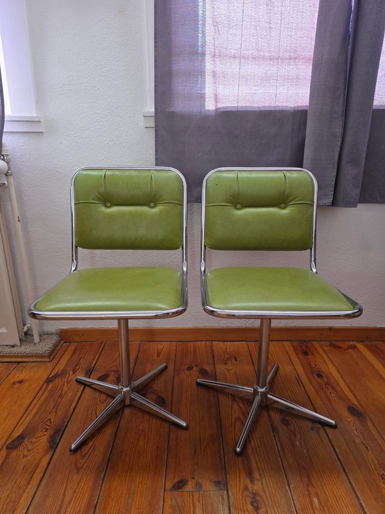 Paar vintage draaistoelen (jaren 60/70) - Vert Ol, Huis en Inrichting, Bureaustoelen, Ophalen, Groen