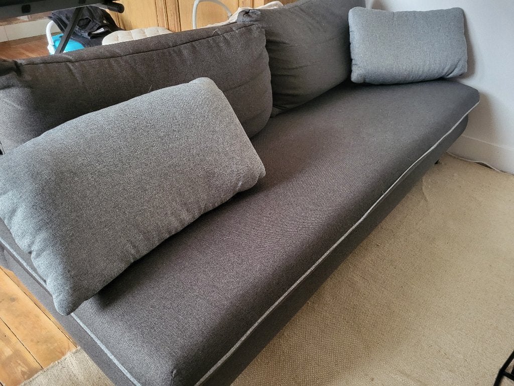 Sofa/ zetel/ slaapbank 3 personen, Trois personnes, Banc droit, Comme neuf, Enlèvement