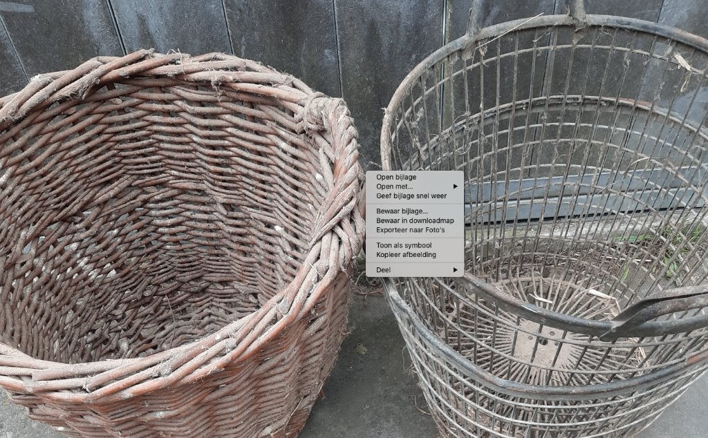 Rieten en metalen mand, Ophalen, Overige materialen, Gebruikt, Rond