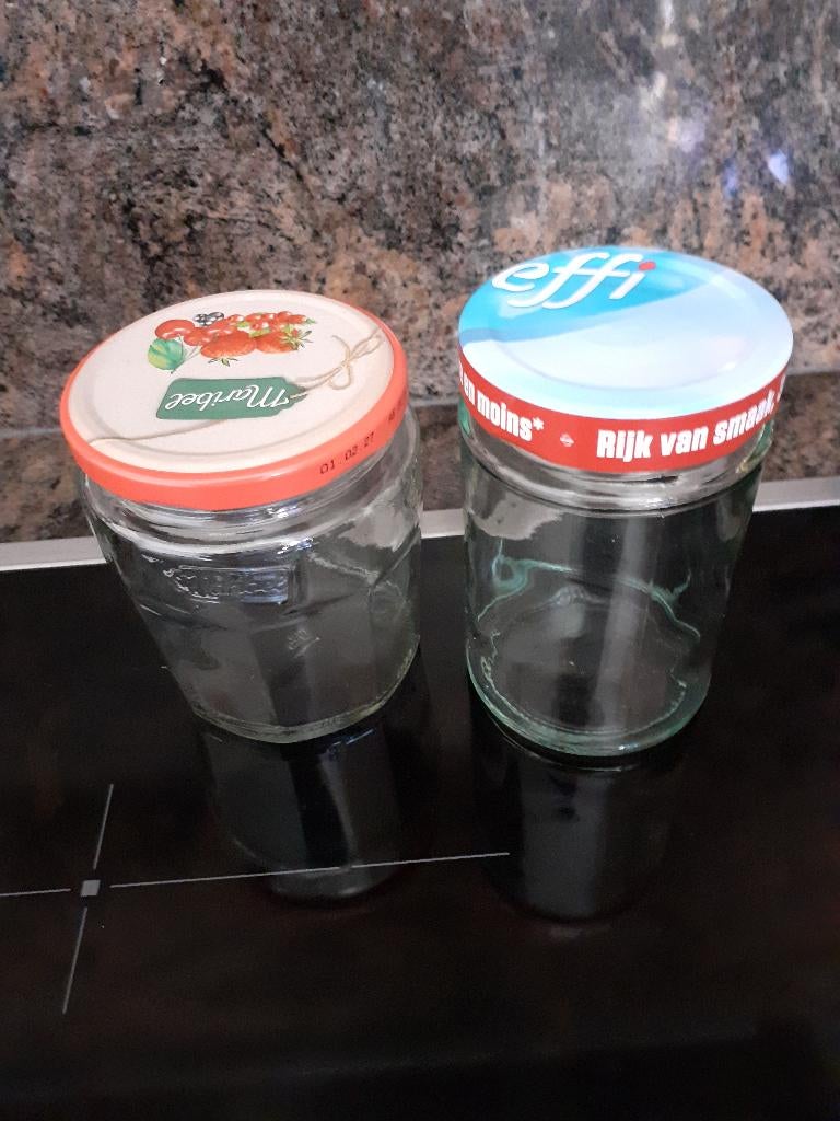 60 glazen bokalen voor vb confituur of .., Ophalen, Zo goed als nieuw, Glas, Pot, Bus of Blik