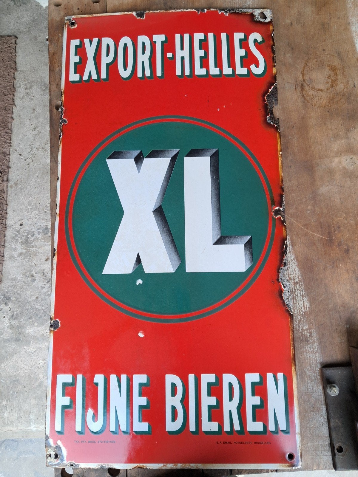 Emaille bierbord 1936, Ophalen