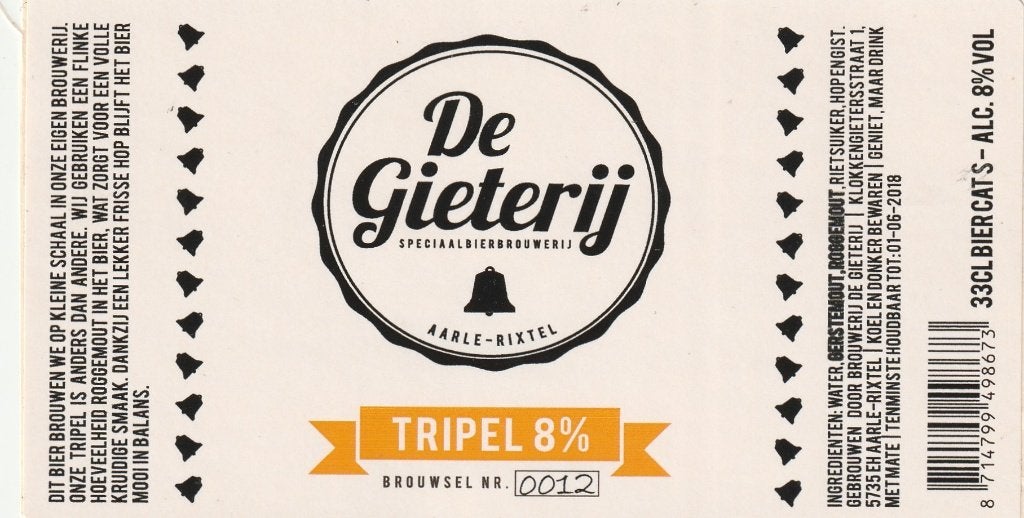 bieretiket Nederland De Gieterij : Tripel, Verzamelen, Biermerken, Verzenden, Nieuw, Overige typen, Overige merken