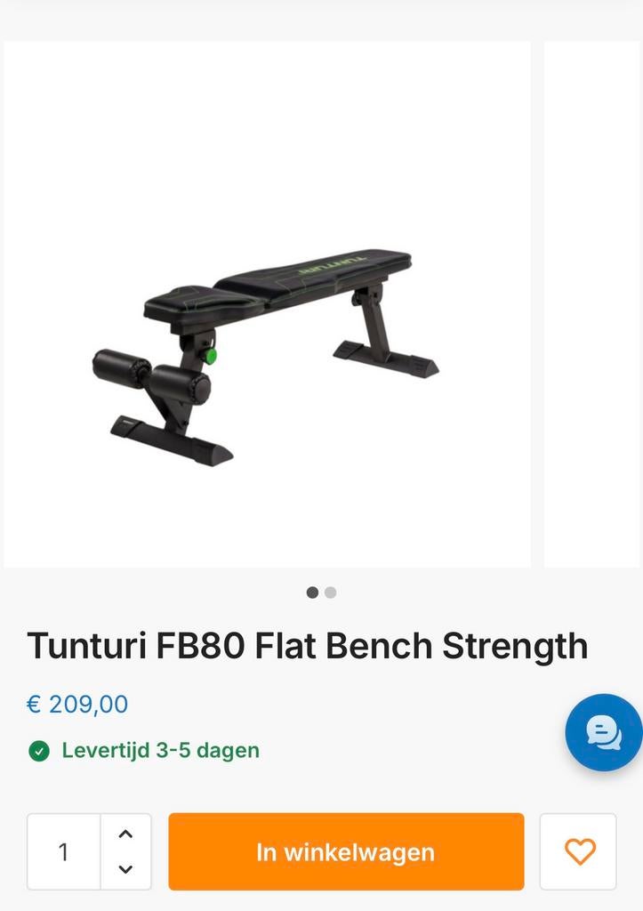 Tunturi FB80 - Vlakke fitnessbank, Enlèvement, Comme neuf