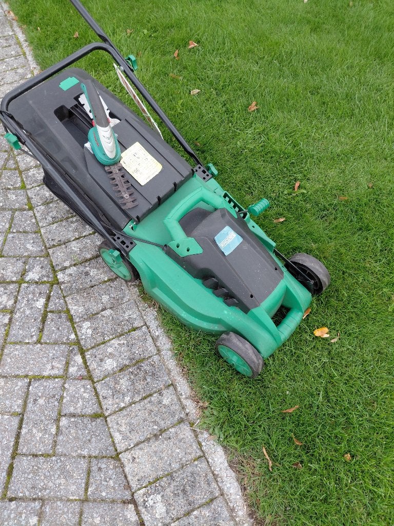 grasmachientje, Ophalen, Cirkelmaaier, Gebruikt, Elektrische grasmaaier