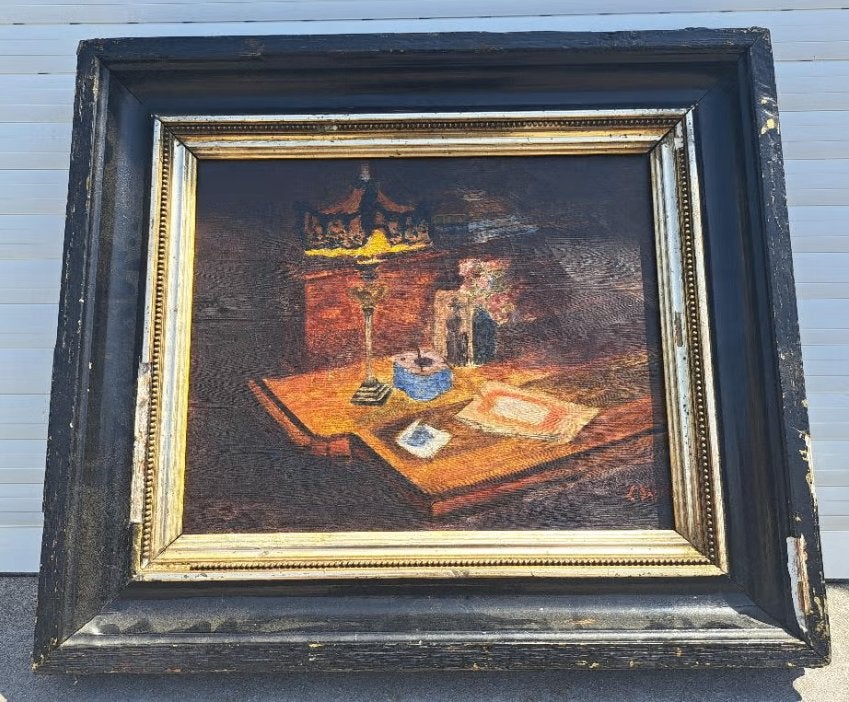 huile sur toile signe leo engels, Enlèvement ou Envoi, Fleurs, Toile