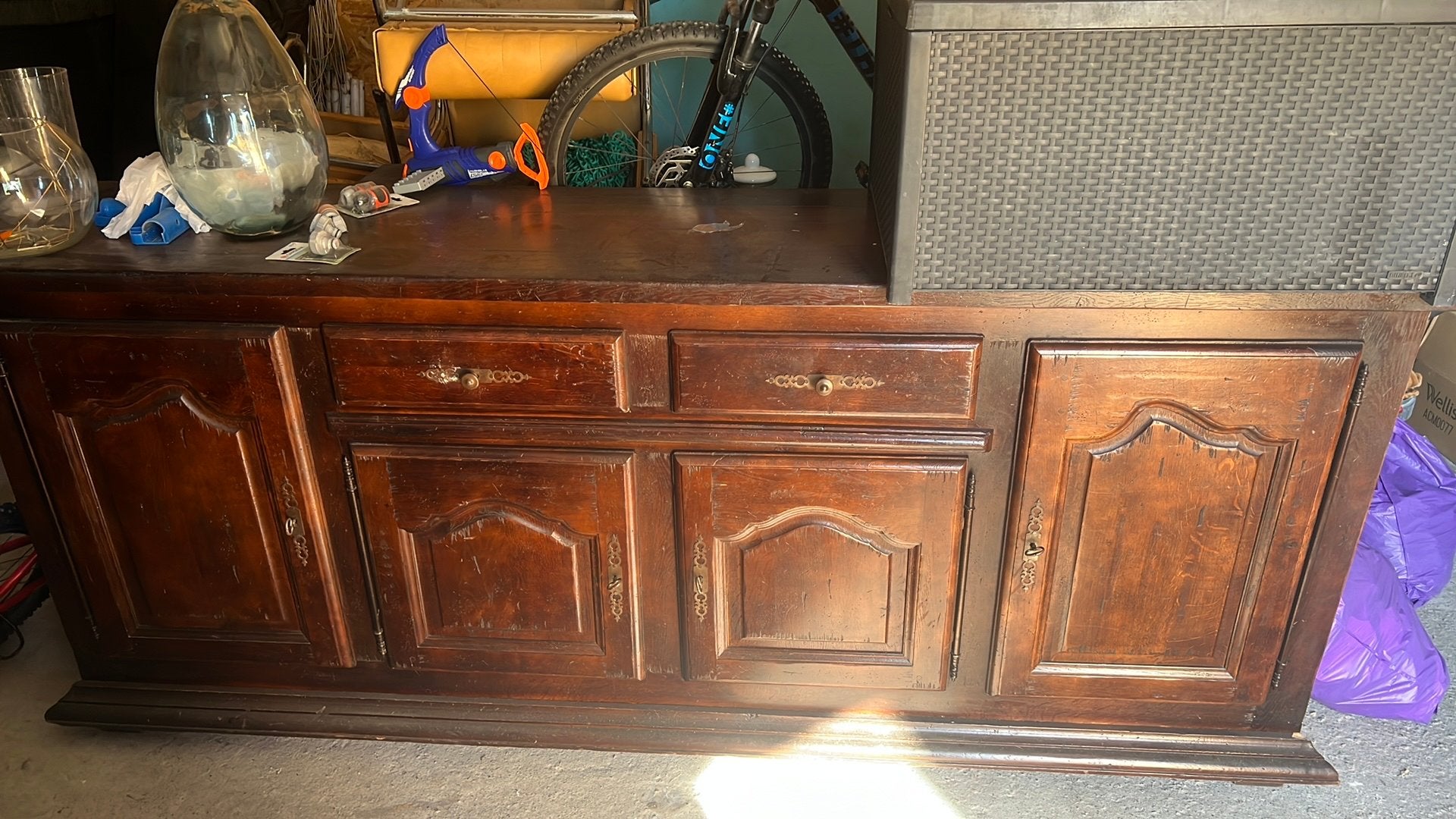 Dressoir massief eik, Ophalen, Gebruikt, Met lade(s), Rustiek