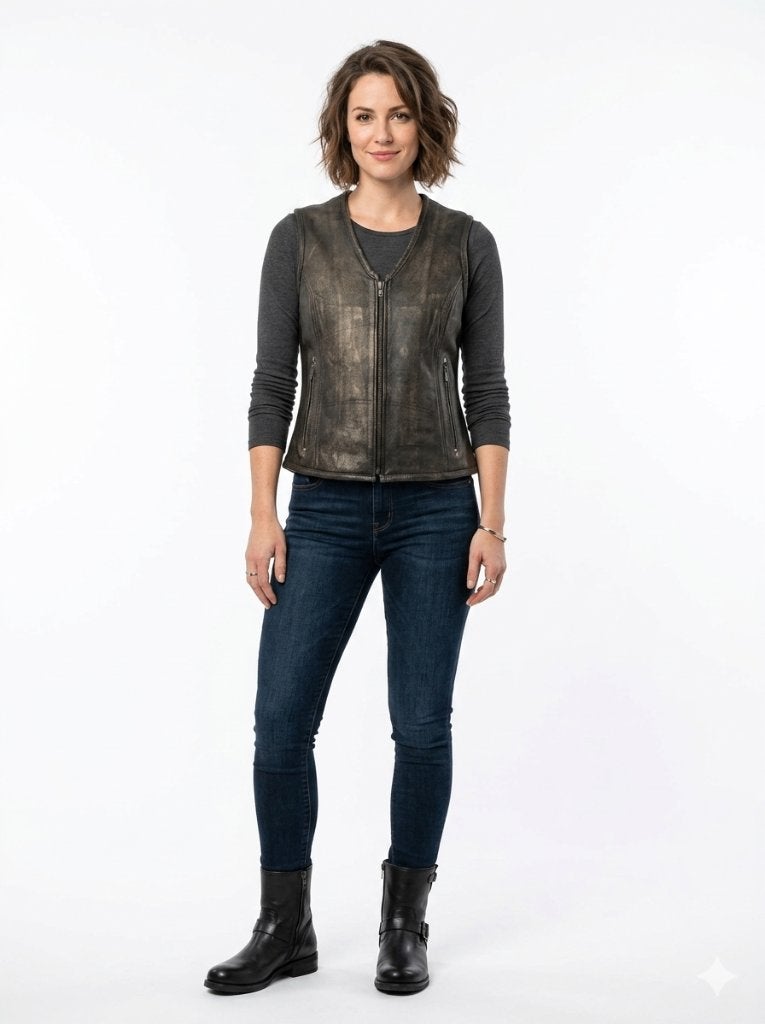 Gilet de Moto en cuir neuf Pour Femmes, Envoi, Neuf, avec ticket, Femmes, Manteau | cuir